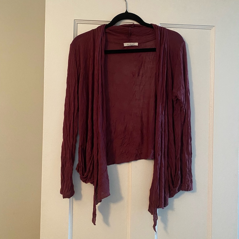 Active Basic Maroon Open-Front Cardigan